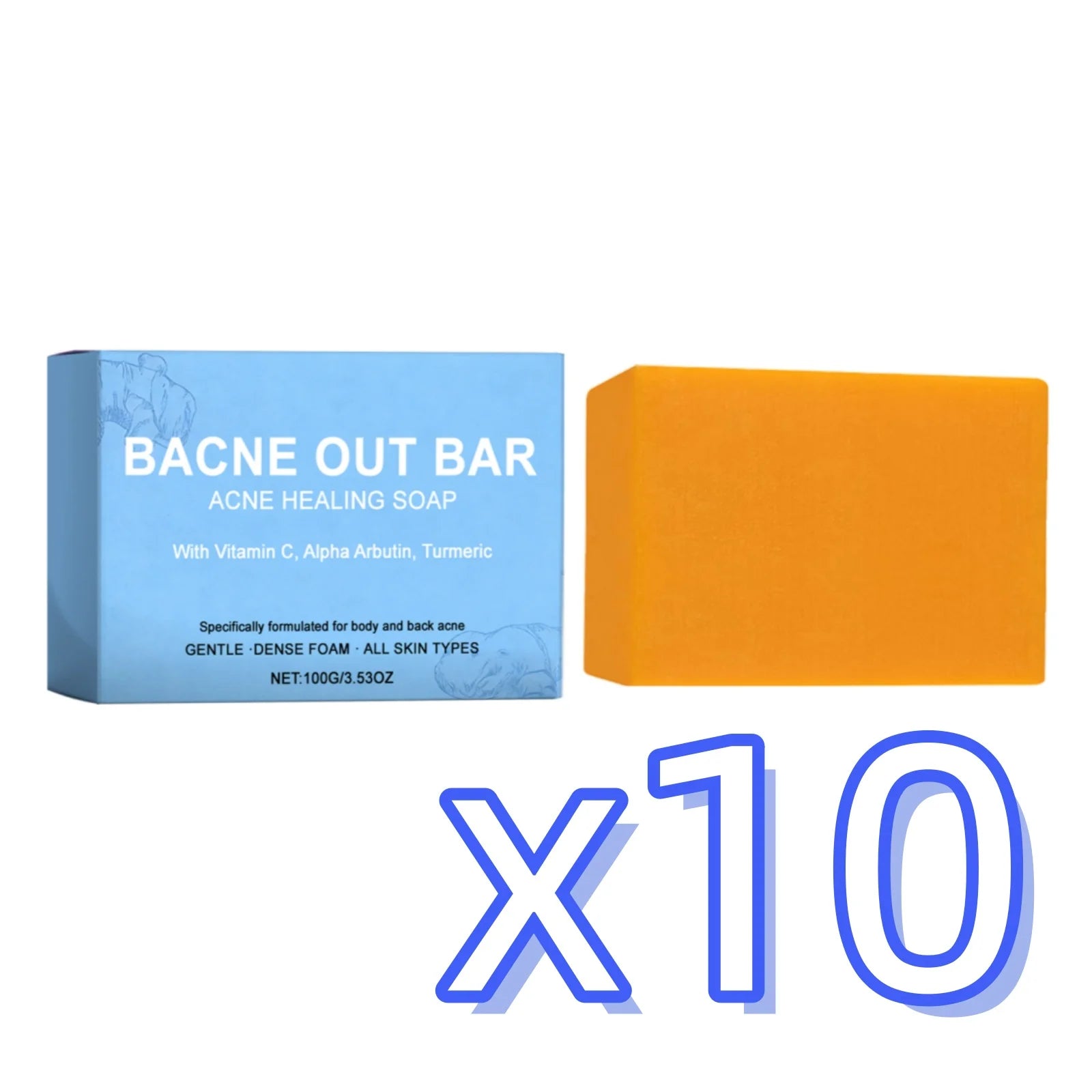 Turmeric Cleansing Soap – Body Acne, Odor & Deep Clean Bar Cleansing Bar Soap Zpaxo 100g Boxed x 10pcs