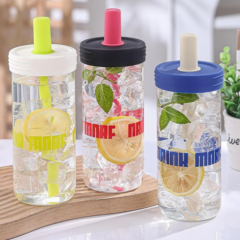 Hot High Appearance Straw Glass Cup, Heat-resistant Beverage Cup, Simple Student Portable Large Capacity Glass Water Cup Zpaxo