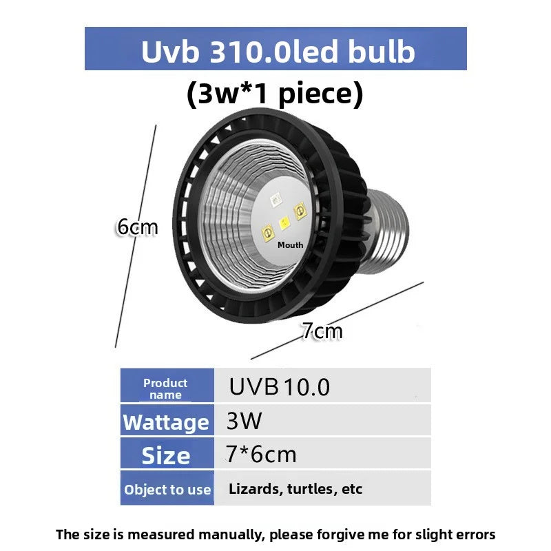 UVB UVA LED Reptile Basking Light – Turtle & Lizard Sun Lamp Reptile Basking Lamp Zpaxo UVB 10.0 China Mainland