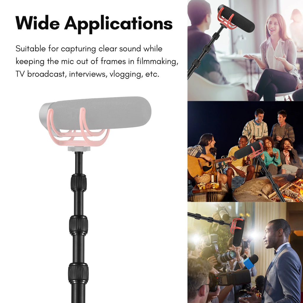 Andoer Handheld Microphone Boom Arm 4-Section Extendable Mic Aluminum
