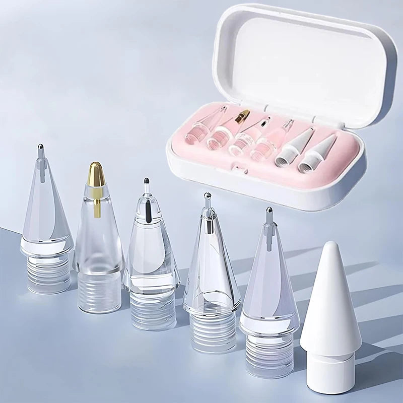 6Pcs/Set Replacement Pen Tips For Apple Pencil 1st 2nd 3th Gen Clear Spare Nibs Stylus Smooth Writing Mute Nib For Pencil 1 2 3 Zpaxo
