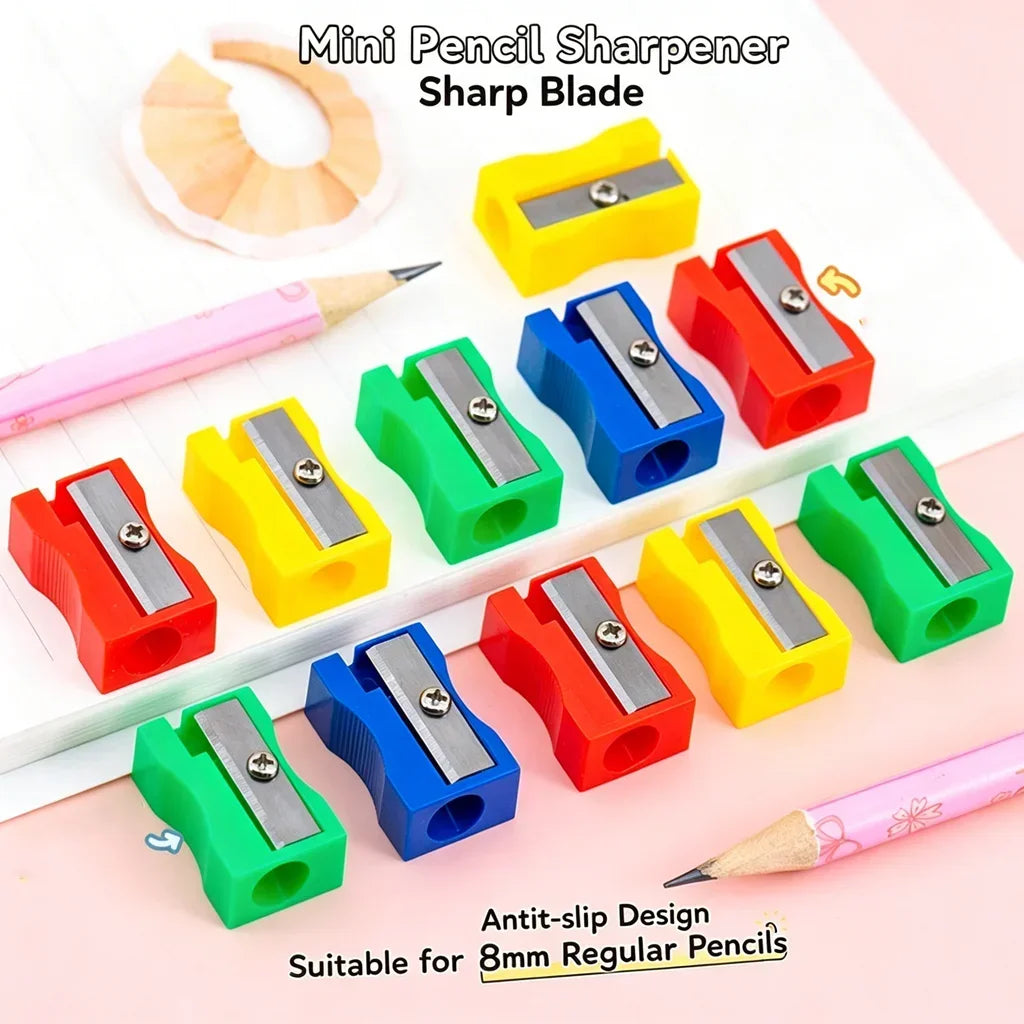 Mini Pencil Sharpener Plastic Single Hole Rectangular Shape Bulk Zpaxo 30pcs random
