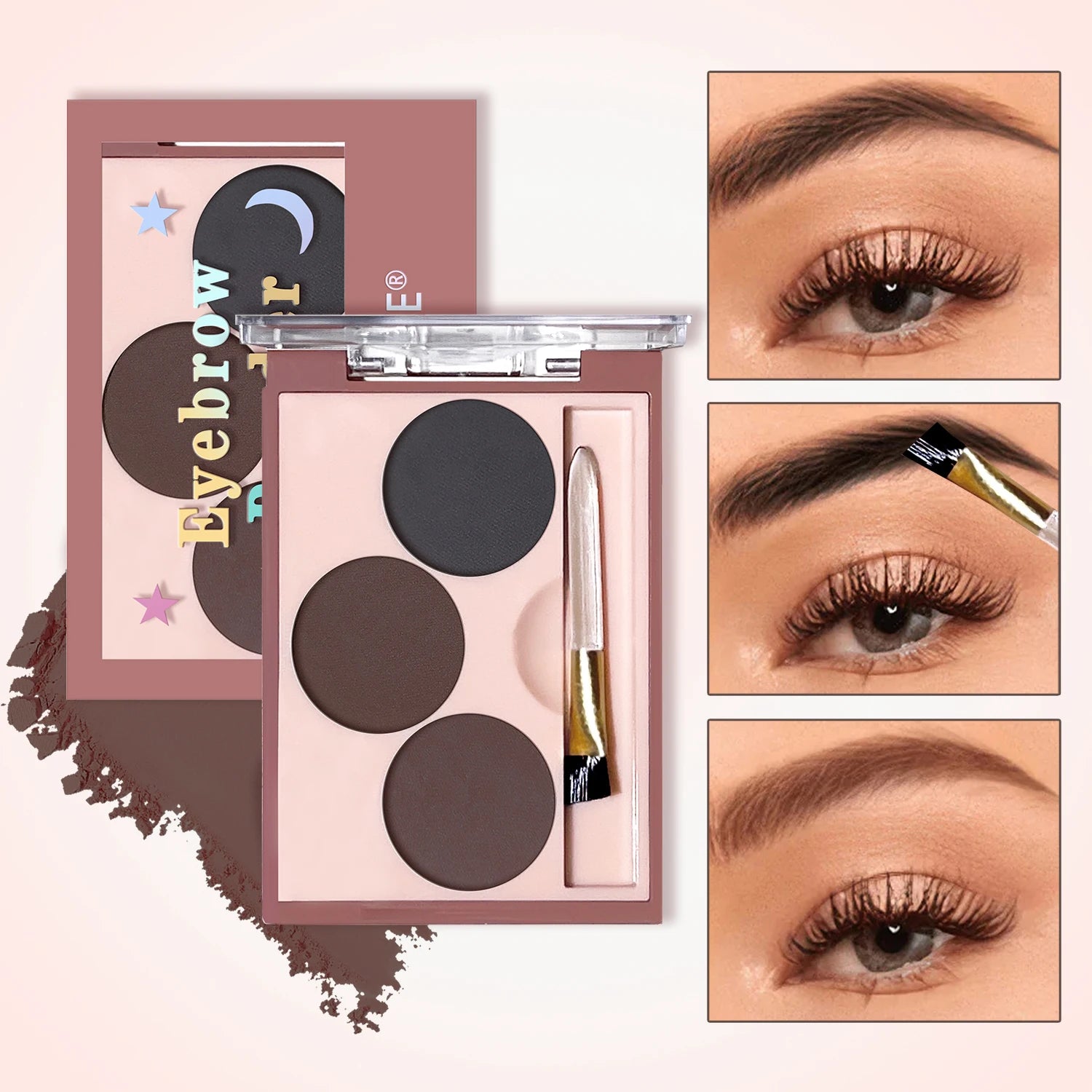 Three-color eyebrow pink women's waterproof and sweat-proof long-lasting three-color plate women's waterproof natural contouring Zpaxo