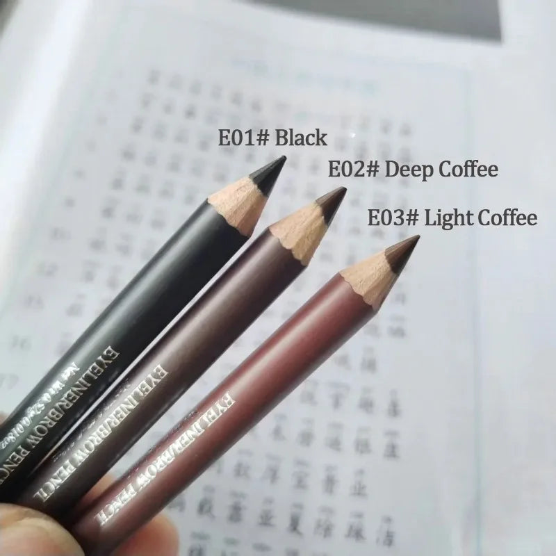 3 Colors Wooden Eyebrow Eyeliner Pencil Waterproof Smudge Proof Matte