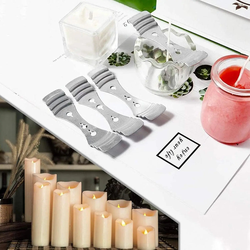Metal Candle Wick Holder & Centering Tool Set + Wick Stickers Candle Making Tools Zpaxo