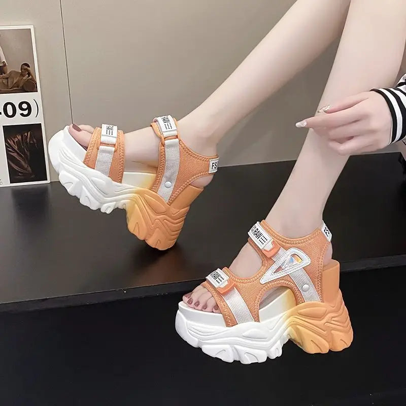 Fashion Summer Women Platform Sandals Wedges Thick Bottom Casual Mesh Zpaxo