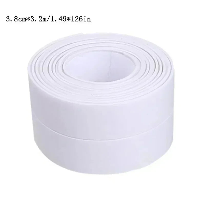 1m/3.2m PVC Waterproof Sealing Tape for Bathroom Sink, Shower, Bathtub and Toilet - Self Adhesive Wall Sticker Zpaxo