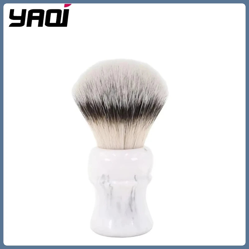 Yaqi 24mm Everest White Marble Synthetic Travel Shaving Brush Wet Shaving Brush Zpaxo