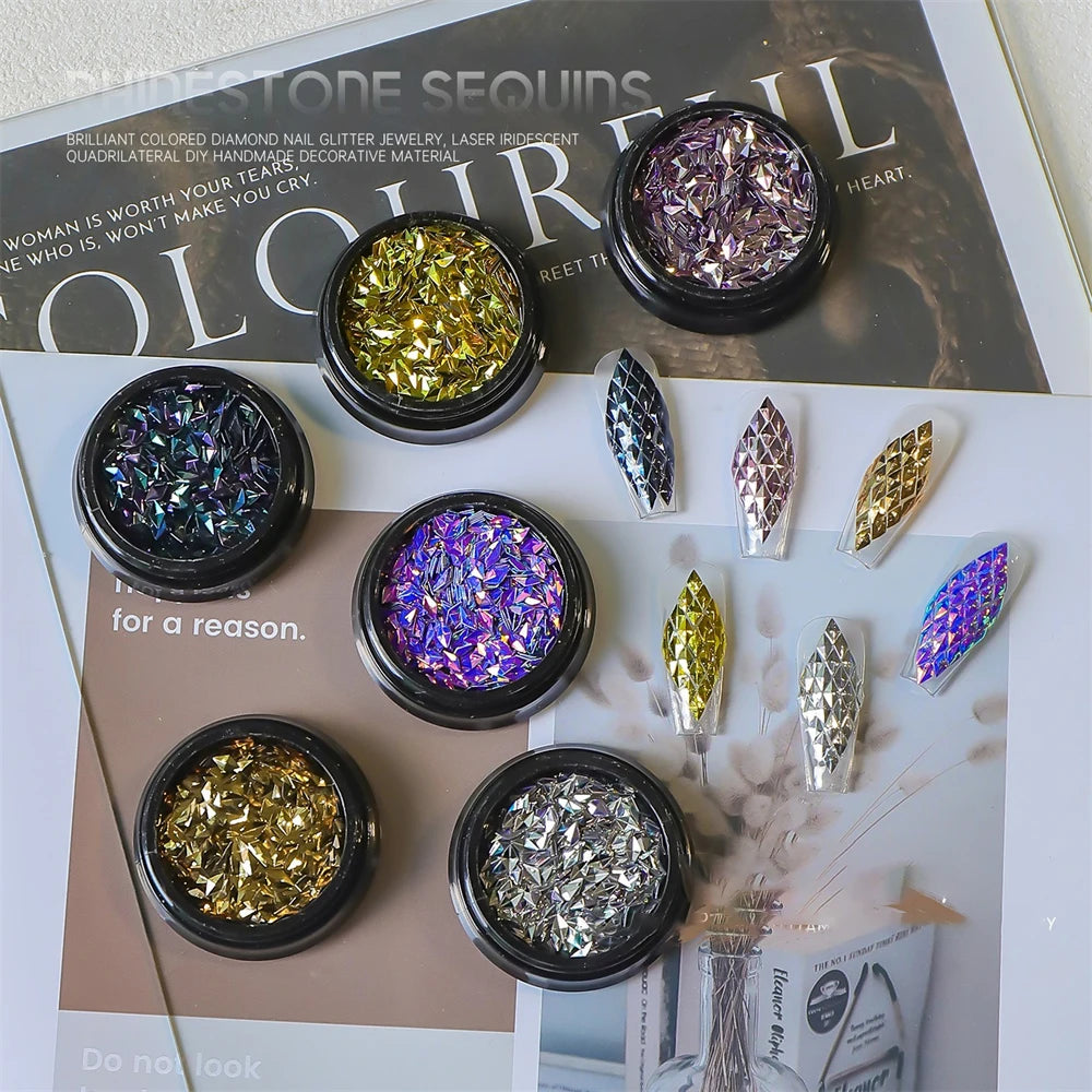 3D Dragon Scale Nail Decorations Glitter Holographic Mirror Diamond Zpaxo