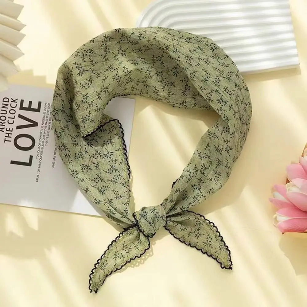 Hair Ties Lace Design Flower Neck Scarf French Style Headband Turban Head Wrap Gentle Triangle Hair Scarf Hair Styling Zpaxo