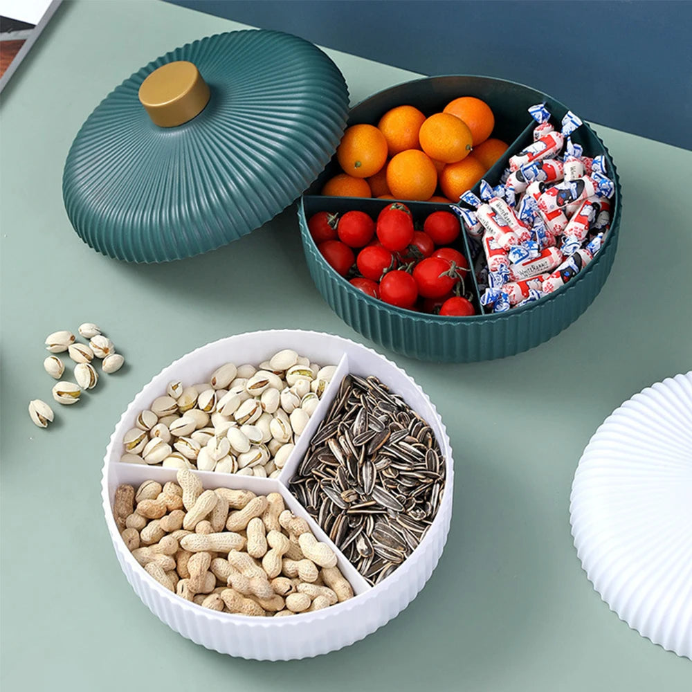 Food Platter Food Storage Tray with Lid 4 Compartment Snack Dried Fruit Candy Nut Serving Plates Tray Zpaxo