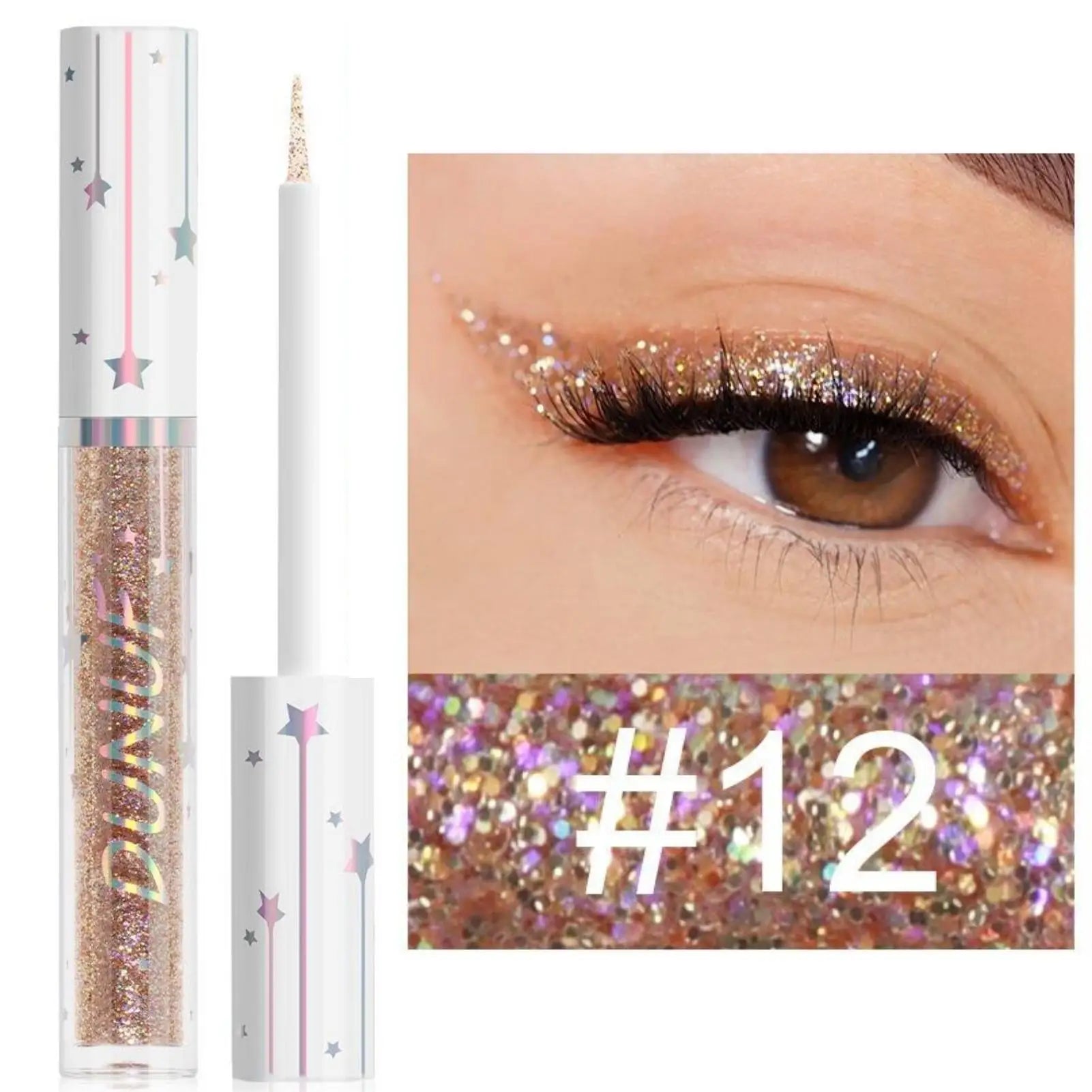 1PC Pearl Fine Gloss Finish, Highlight Brightening, Quick Drying, Easy To Apply, Rich Colors, Liquid Eyeshadow and Eyeliner Zpaxo 12
