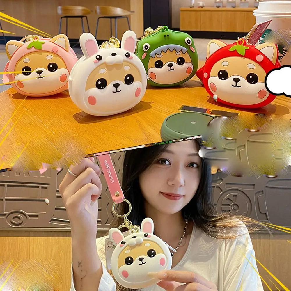 Chain Mini Wallet Bag Charm Headphone Bag Coin Purse Keychain Zipper Change Purse Shiba Inu Dog Keychain Purse With Keychain Zpaxo