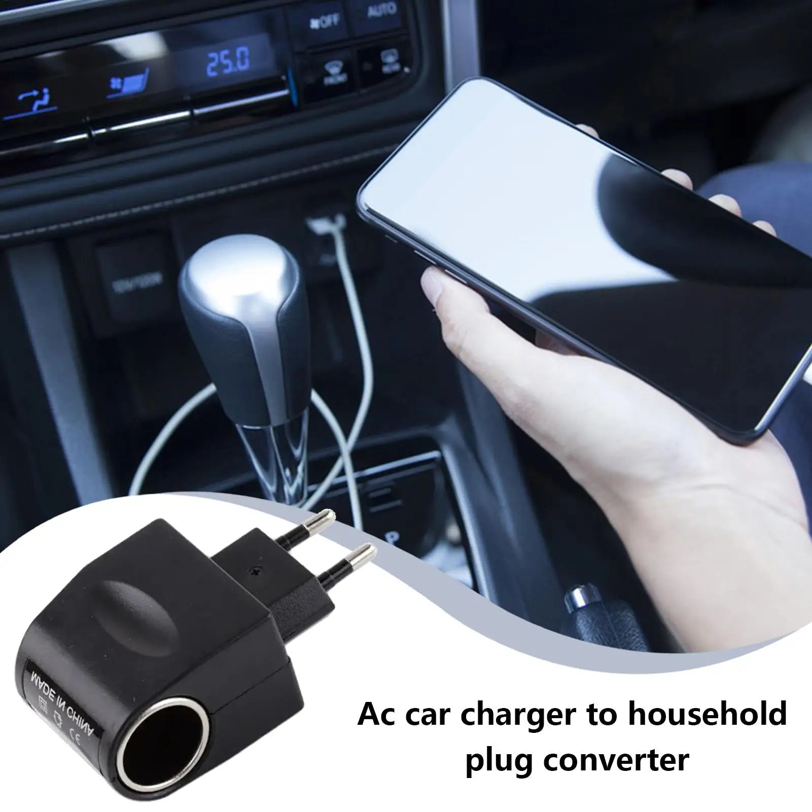 12 Volt Car Adapter 220V 12V LED Indicator Converter Black Automotive