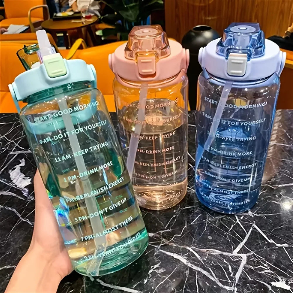 Portable Water Bottle Large Capacity Plastic Straw Cup Beverage