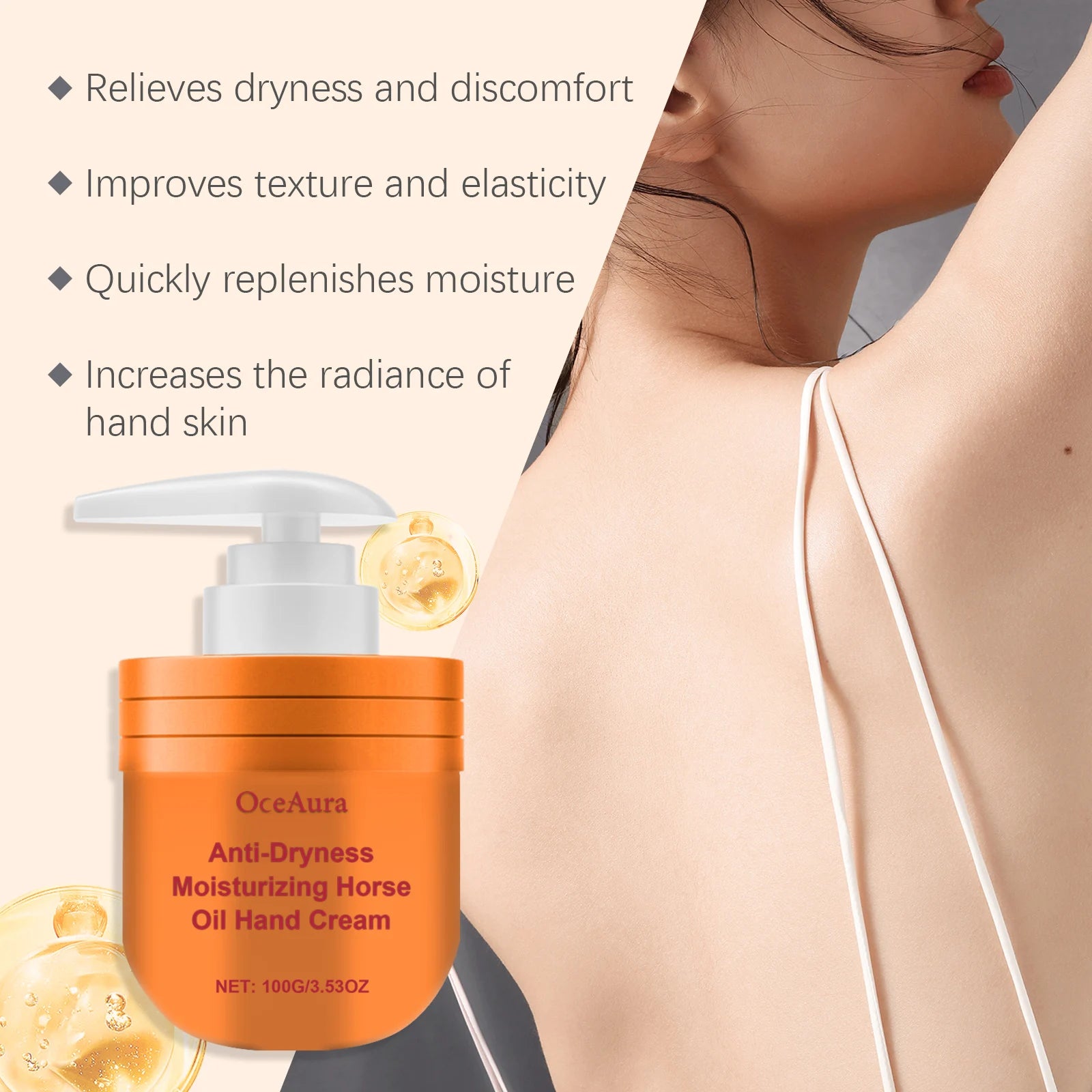 OceAura Horse Oil Hand Cream – Moisturizing Anti-Crack 100g Horse Oil Hand Cream Zpaxo