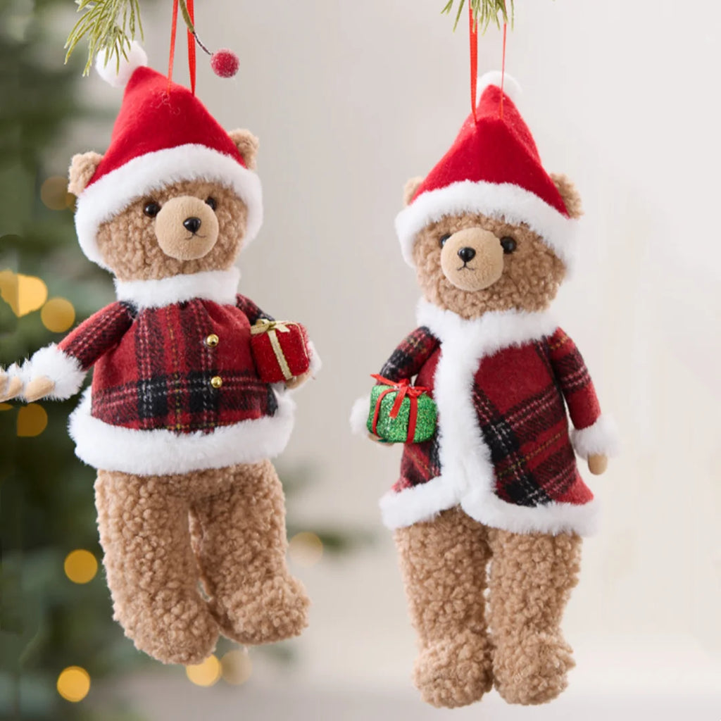 Plush Christmas Bear Ornament – Hanging Tree Pendant Decor