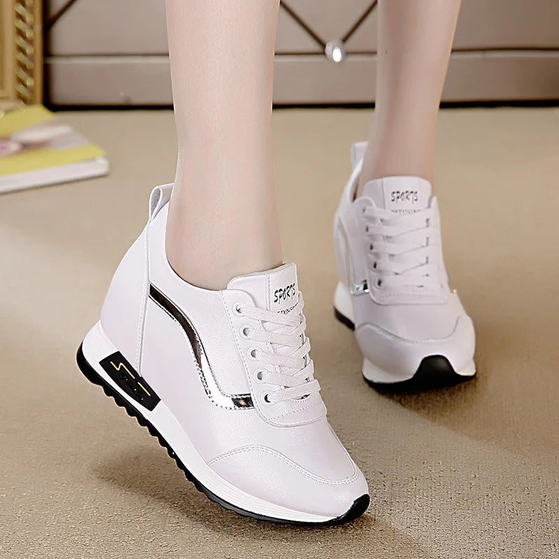 CINESSD Microfiber Women Casual Shoes Platform Wedge Fashion Sneakers Zpaxo