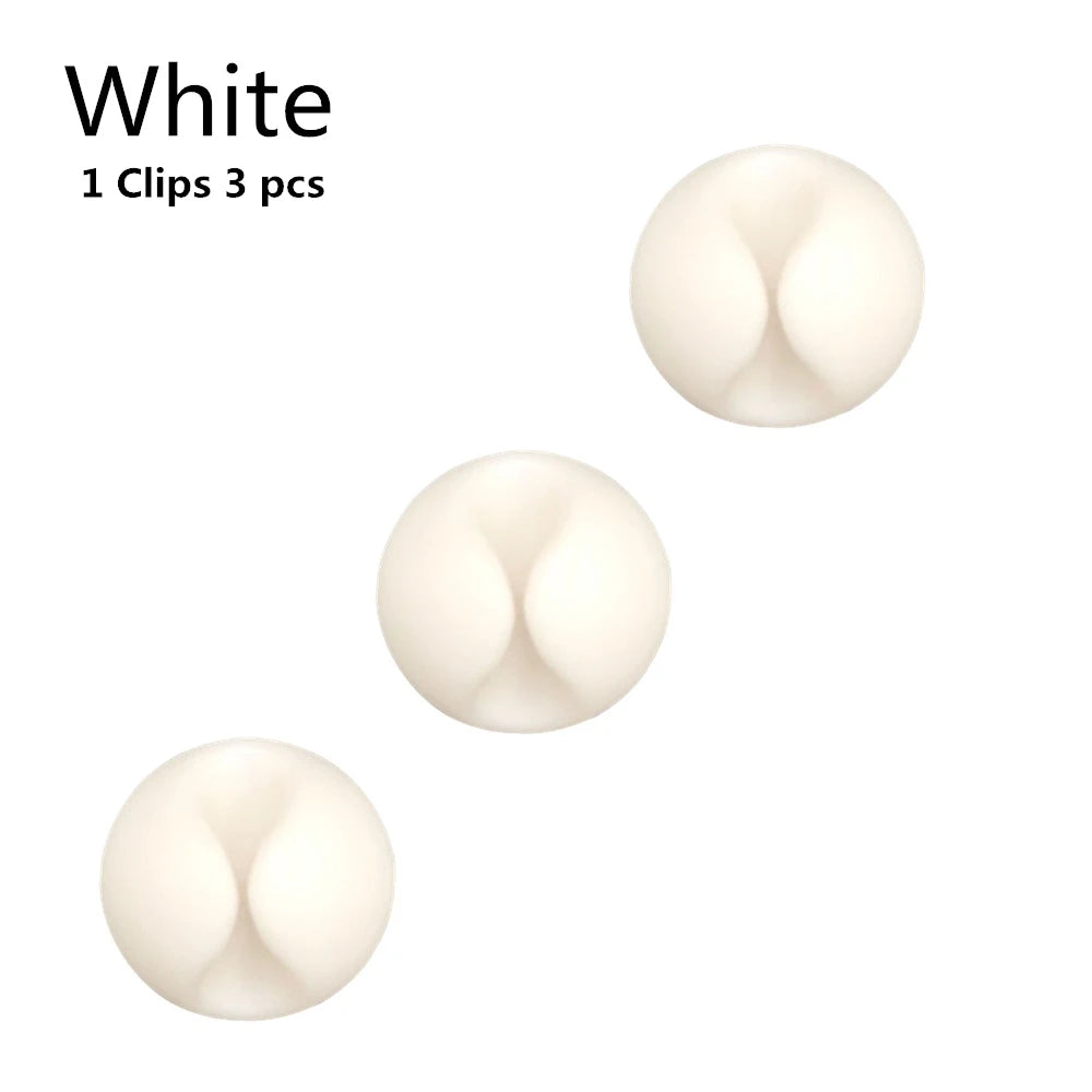 Silicone USB Cable Clip Winder Organizer Round Charger Cord Desk Tidy Zpaxo 1 clips - 3pcs