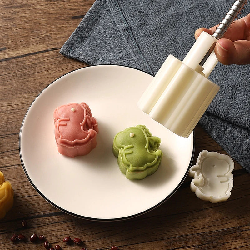 Cartoon Dinosaur Mooncake Mold Creative Patisserie Stamps Hand Press Zpaxo
