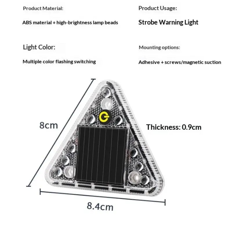 LED Solar Warning Light Anti Collision Truck Tail Flashing Magnetic