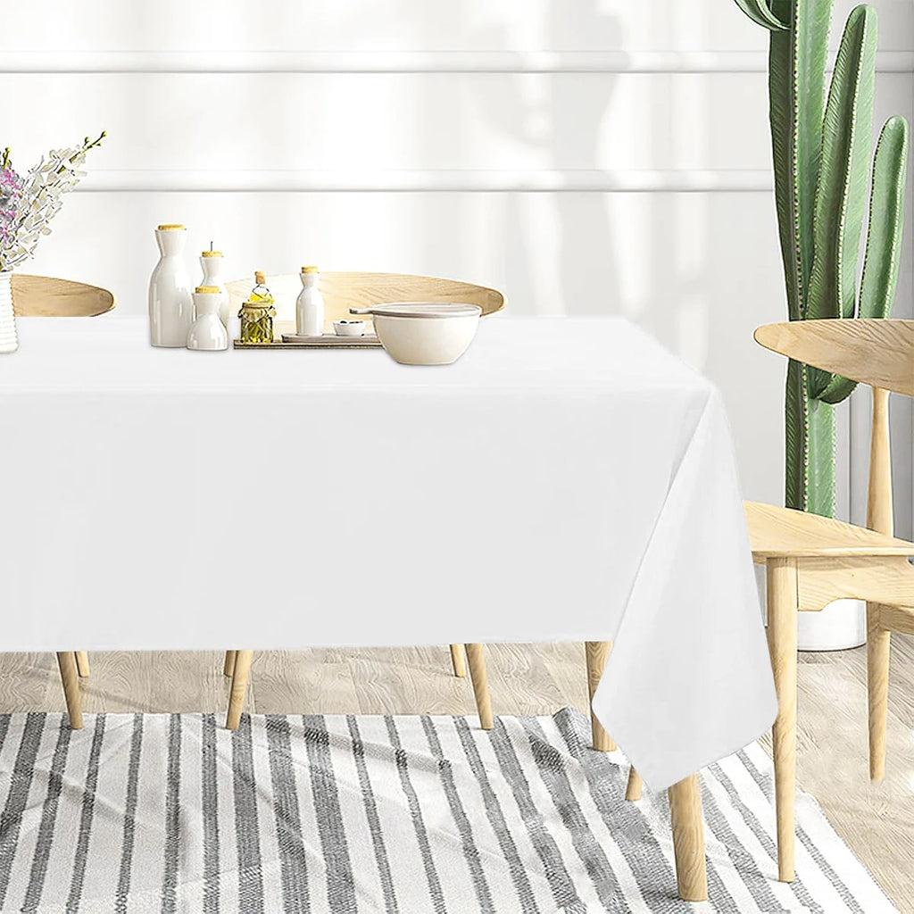 183×137cm Solid White Tablecloth Disposable Plastic Table Covers for Birthday Party Wedding Decoration Home Dinning Table Decor Zpaxo