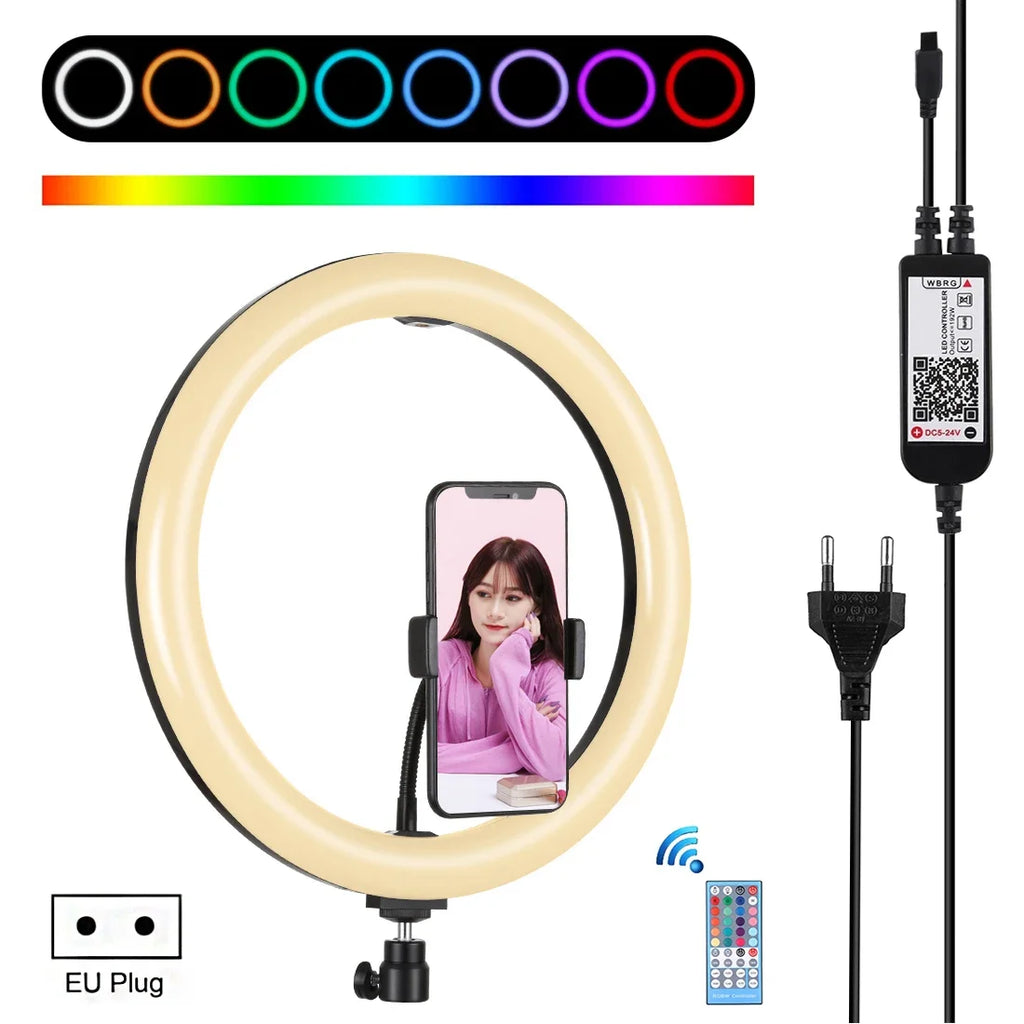 LED Ring Light RGB Selfie Video Vlogging Without Stand Tripod Live
