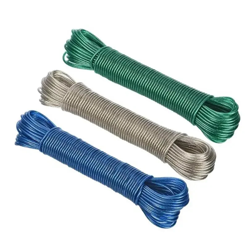 Portable 10/20/30/50M PVC Coating Steel Clothesline Outdoor Clothesline Garden Camping Travel Clothes Drying Rope Zpaxo