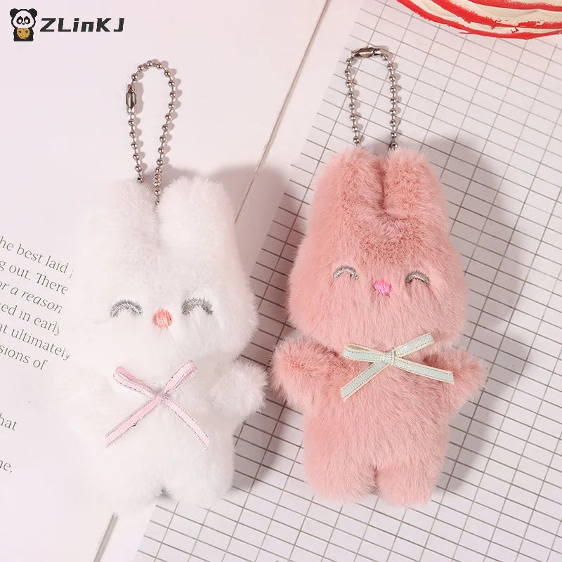 ▶1PCS Cute Rabbit Plush Keychain Cartoon Bunny Pendant Soft Stuffed Doll for Kids Backpack Bag Decorative Toy Zpaxo