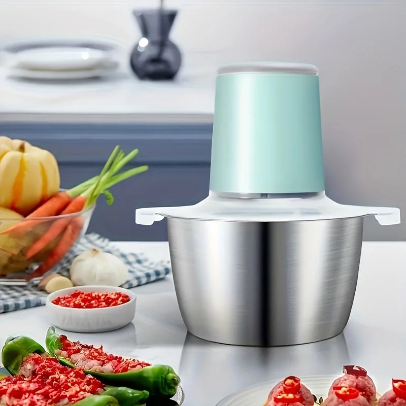 Electric Food Chopper & Meat Grinder,2.0L 304 Stainless Steel, Blender for Vegetables, Meat,Dough,Kitchen Mixer for Home Cooking Zpaxo JRJ-green-I