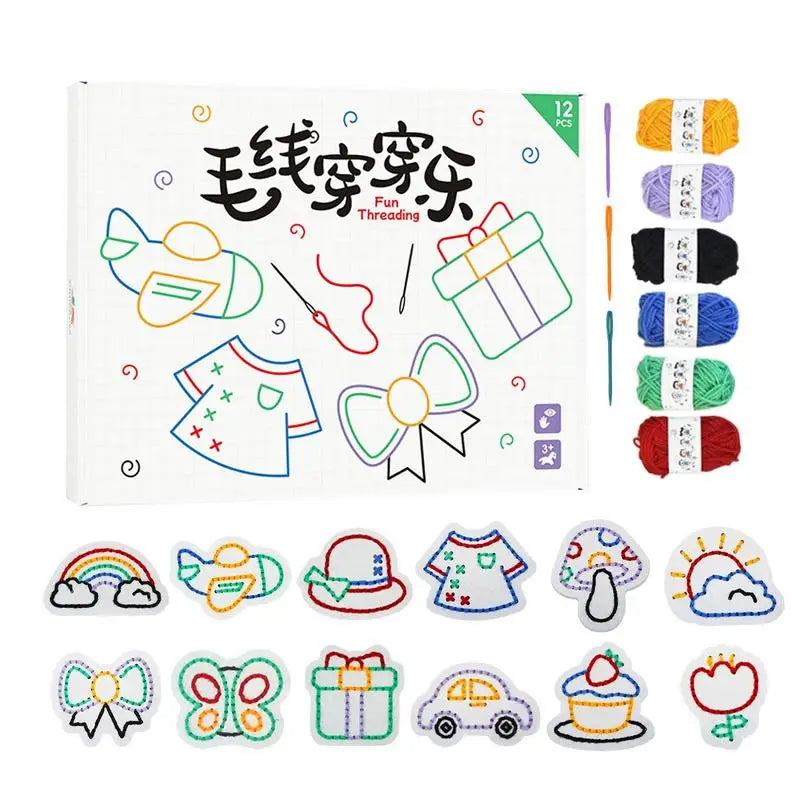 Kids Lacing Cards Fun Handmade Threading Kit Non-Woven Patterns Learning Activity Educational Embroidery Games Fine Motor Skill Zpaxo United States
