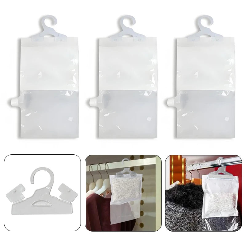 1/5/10Pcs Reusable Moisture Absorber Bags Empty Bag With Hook Hanging Dehumidifier Bags For Room Wardrobe Bathroom Basement Zpaxo