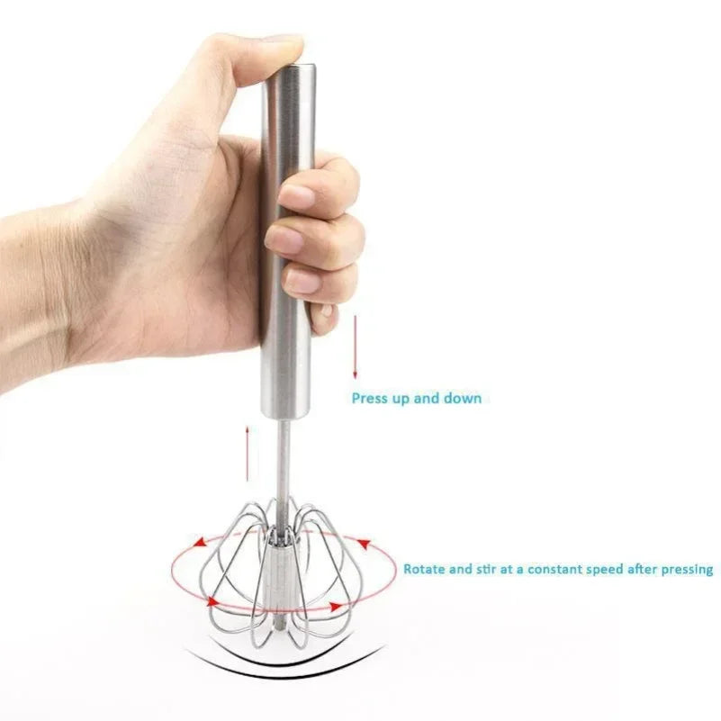 10/12/14inch Stainless Steel Semi Automatic Whisk Blender for Home -Versatile Tool for Egg Beater, Milk Frother, Hand Push Whisk Zpaxo