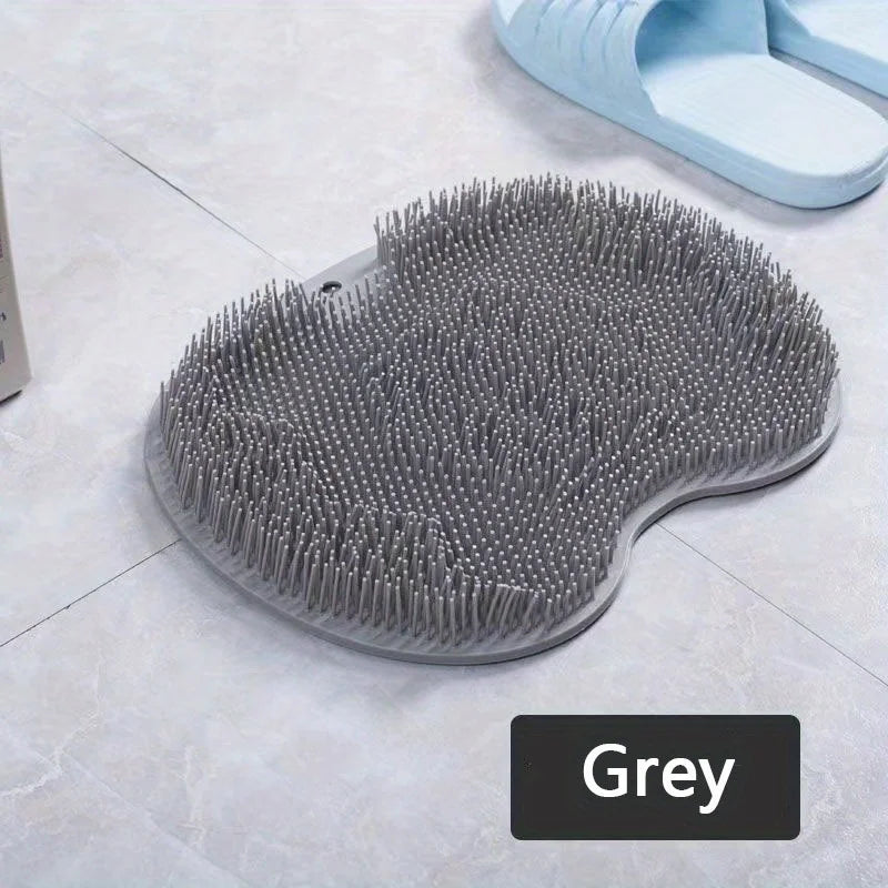 Silicone Bath Massage Pad Wall Mounted Back Scrubber Foot Massager Zpaxo gray