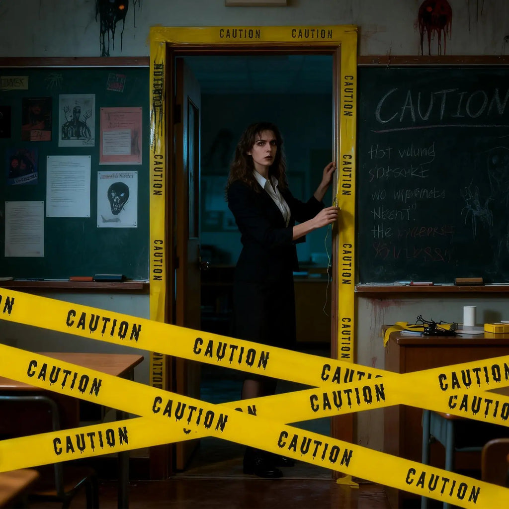 Halloween Tape Yellow Warning Scary Party Decorations Safety Scene Caution Tape Roll Party Props for Outdoor Door Window Zpaxo