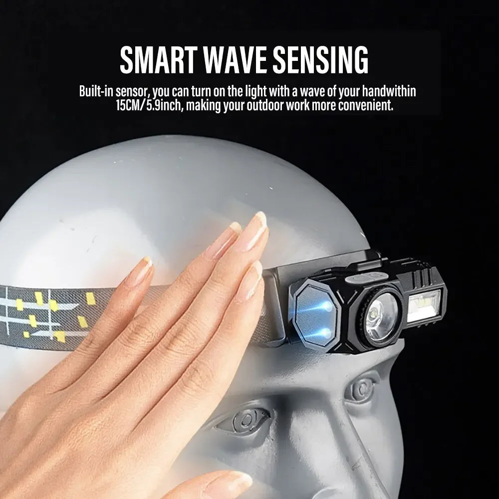 Mini LED Headlamp Motion Sensor Magnetic USB Rechargeable 800LM