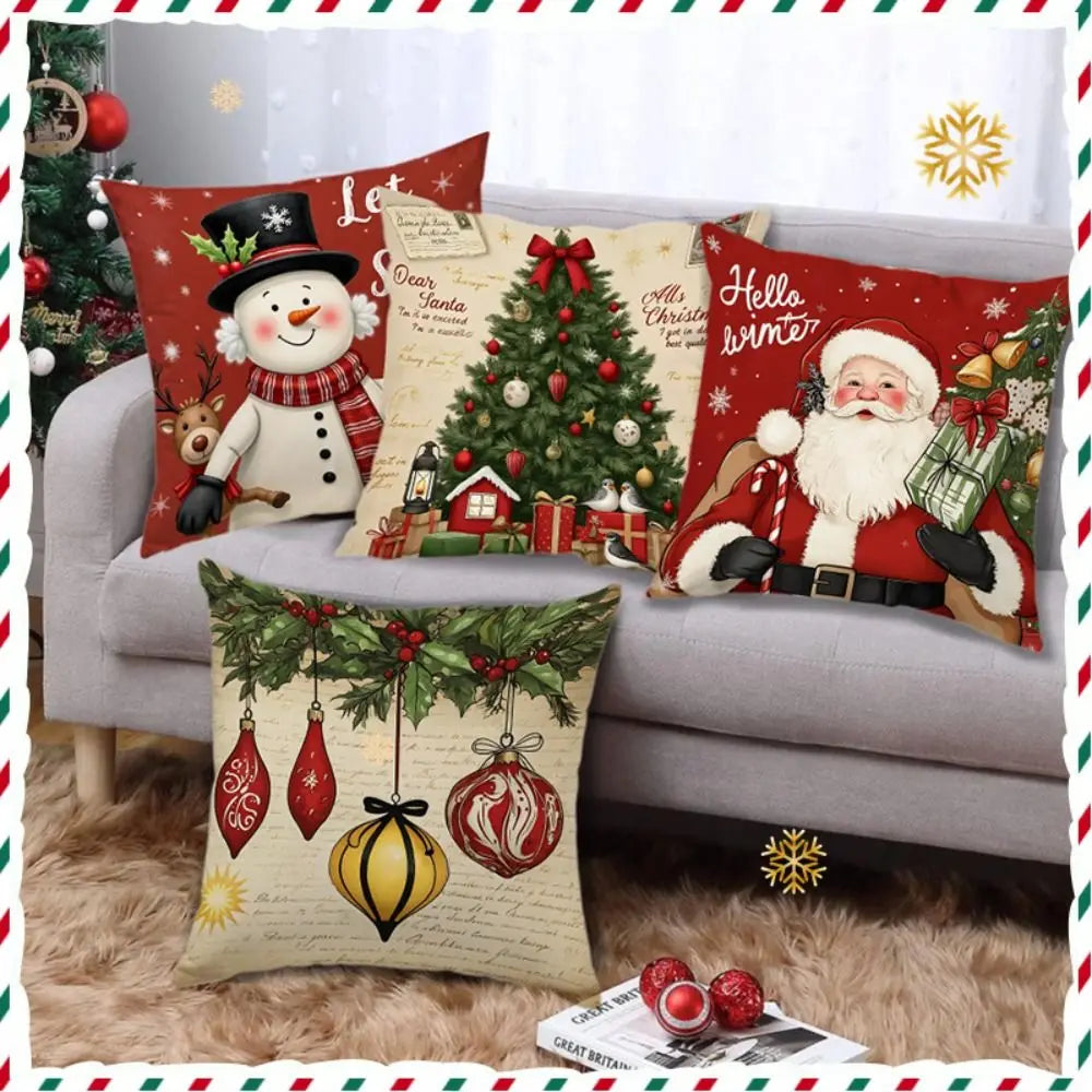 Christmas Cushion Cover 45×45cm – Tree & Snowflake Pillow Case Decorative Pillow Cover Zpaxo