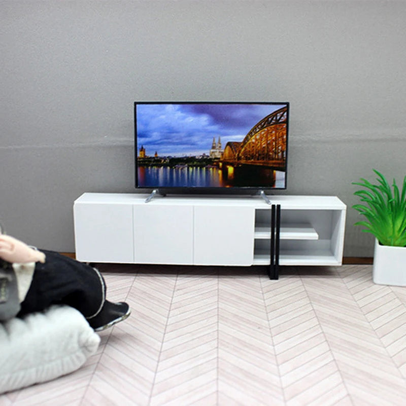 Mini Model TV 1 12 Dollhouse Furniture Decoration Stand Zpaxo