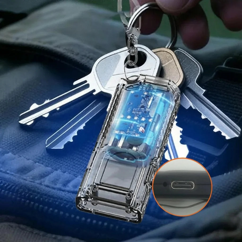Mini USB Rechargeable Keychain Flashlight – LED & COB, 5 Modes