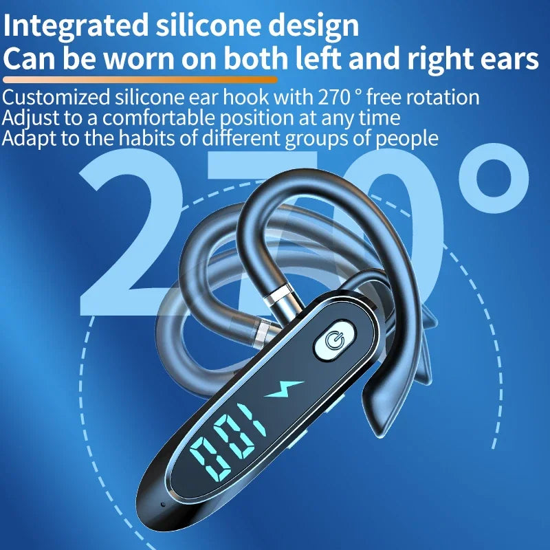 Bluetooth 6 0 Earphone Ear Hook Headphone 270 Degree Rotation LED