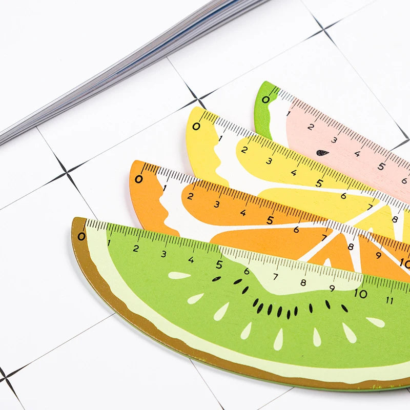 1 Cartoon Fruit Orange Lemon Kiwi Wooden Ruler Drawing Tool