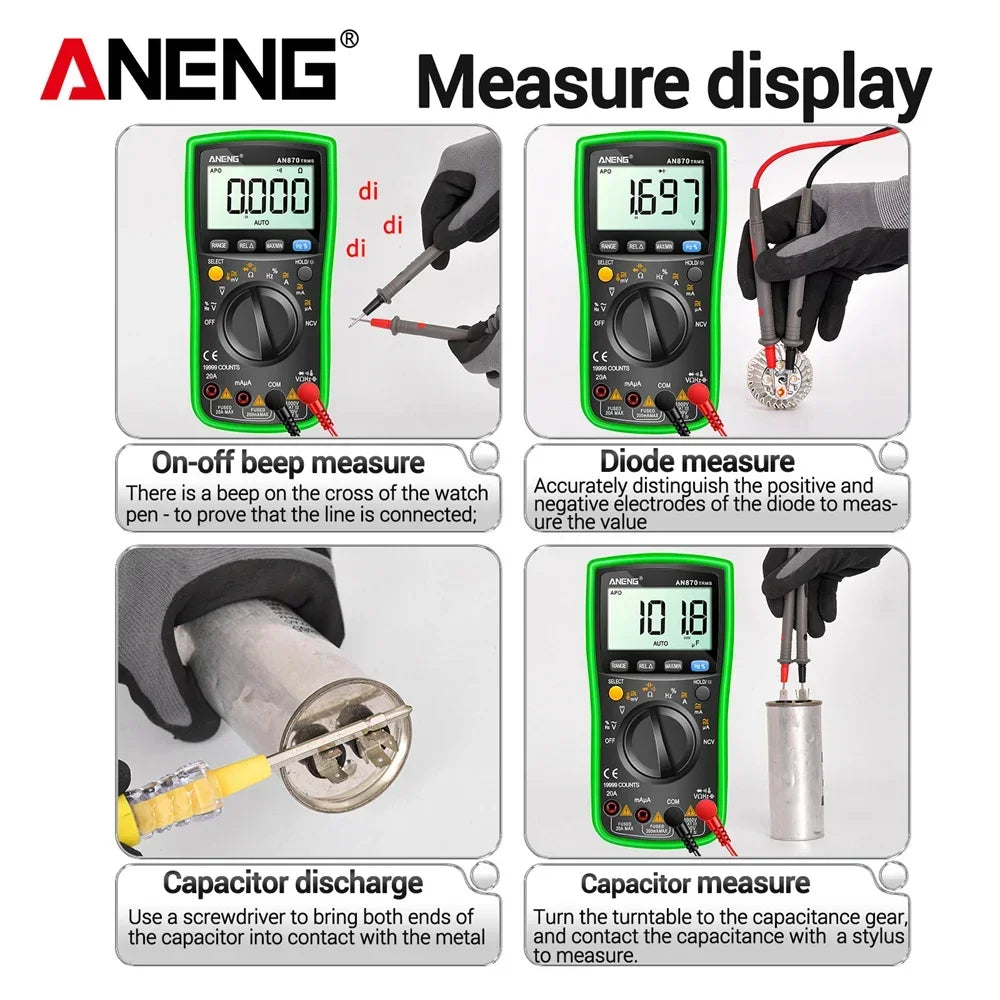 ANENG AN870 Smart Multimeter Current NCV Capacitance Resistance Ohm