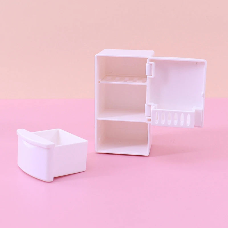Mini 1 12 Dollhouse Kitchen Furniture White Refrigerator Food Unique Zpaxo