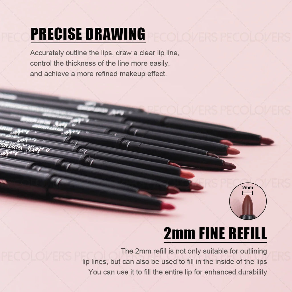 Matte Lip Liner Pencil Long Lasting Non-stripping Smooth Lipstick All