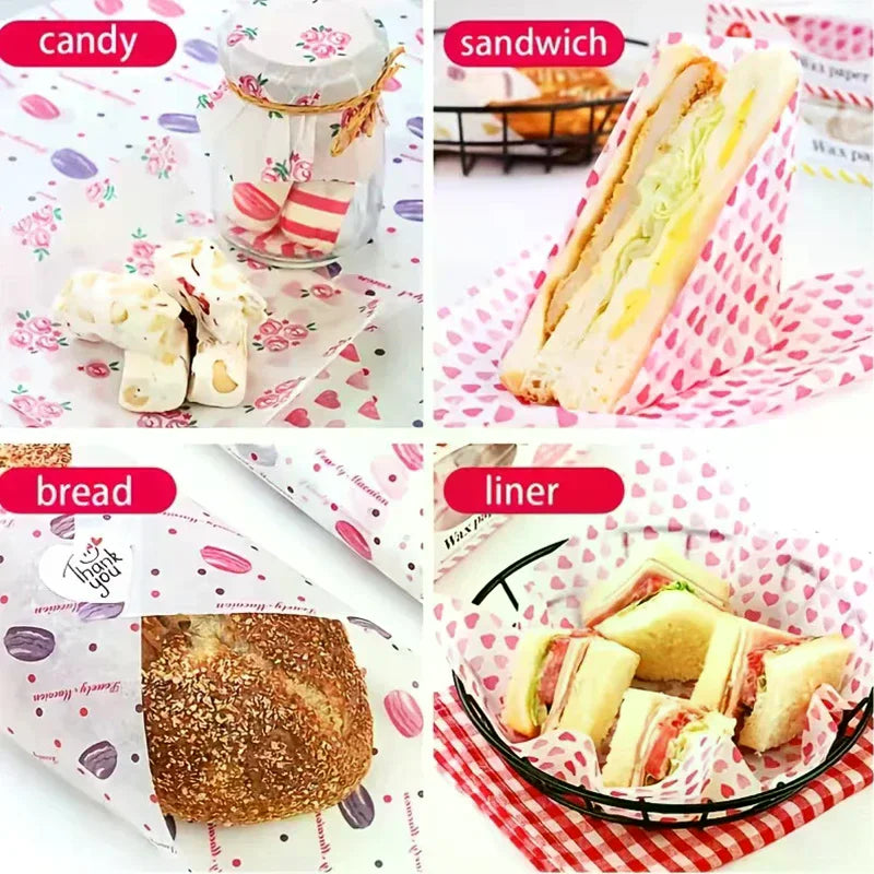 Food Grade Baking Wax Paper Strawberry Floral Patterned Squares Zpaxo