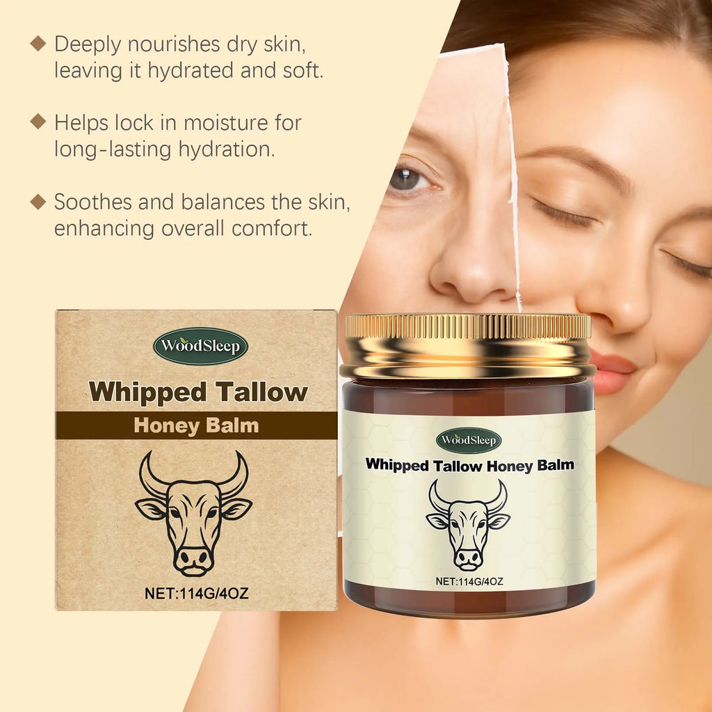Whipped Tallow Honey Balm Moisturizer Deep Nourishment Lock Hydration Soothes Skin Boosts Elasticity Firming Lifting Face Cream Zpaxo