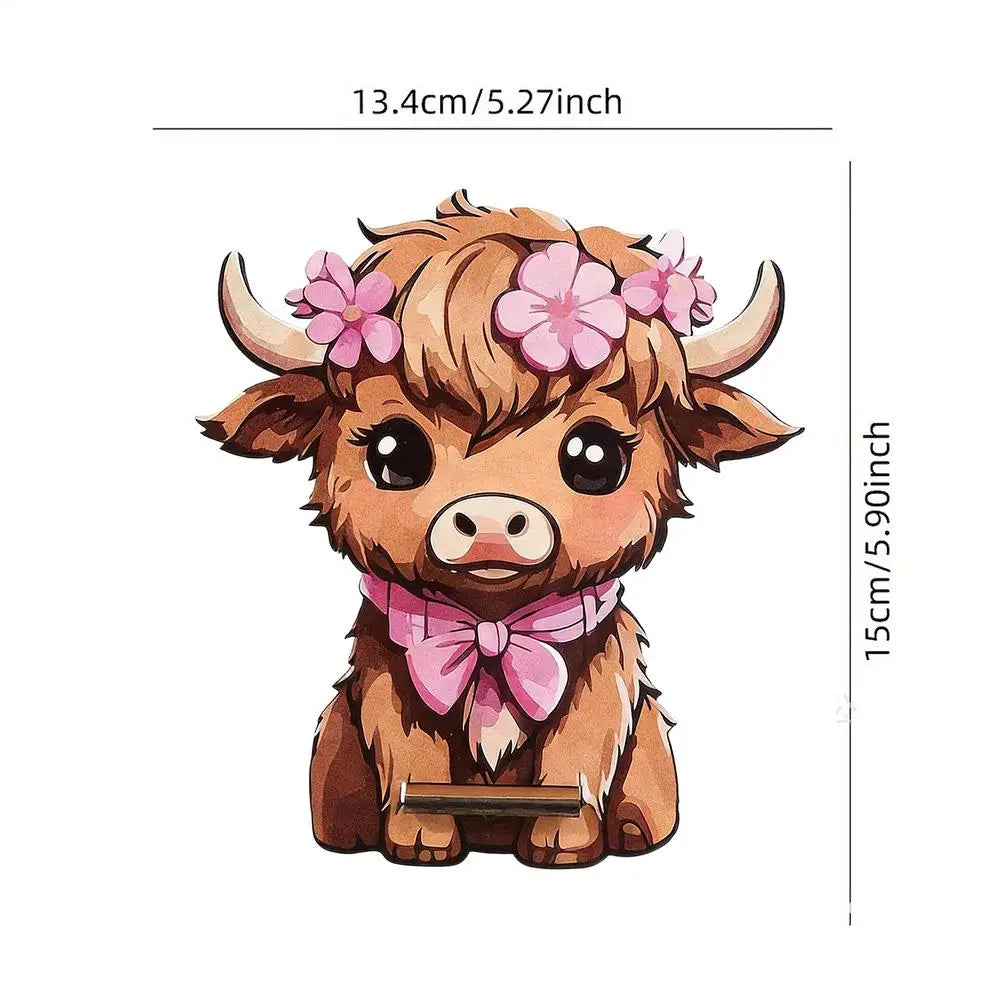 Cow Shape Glasses Holder Organizer Wooden Eyeglasses Stand Desk Decor