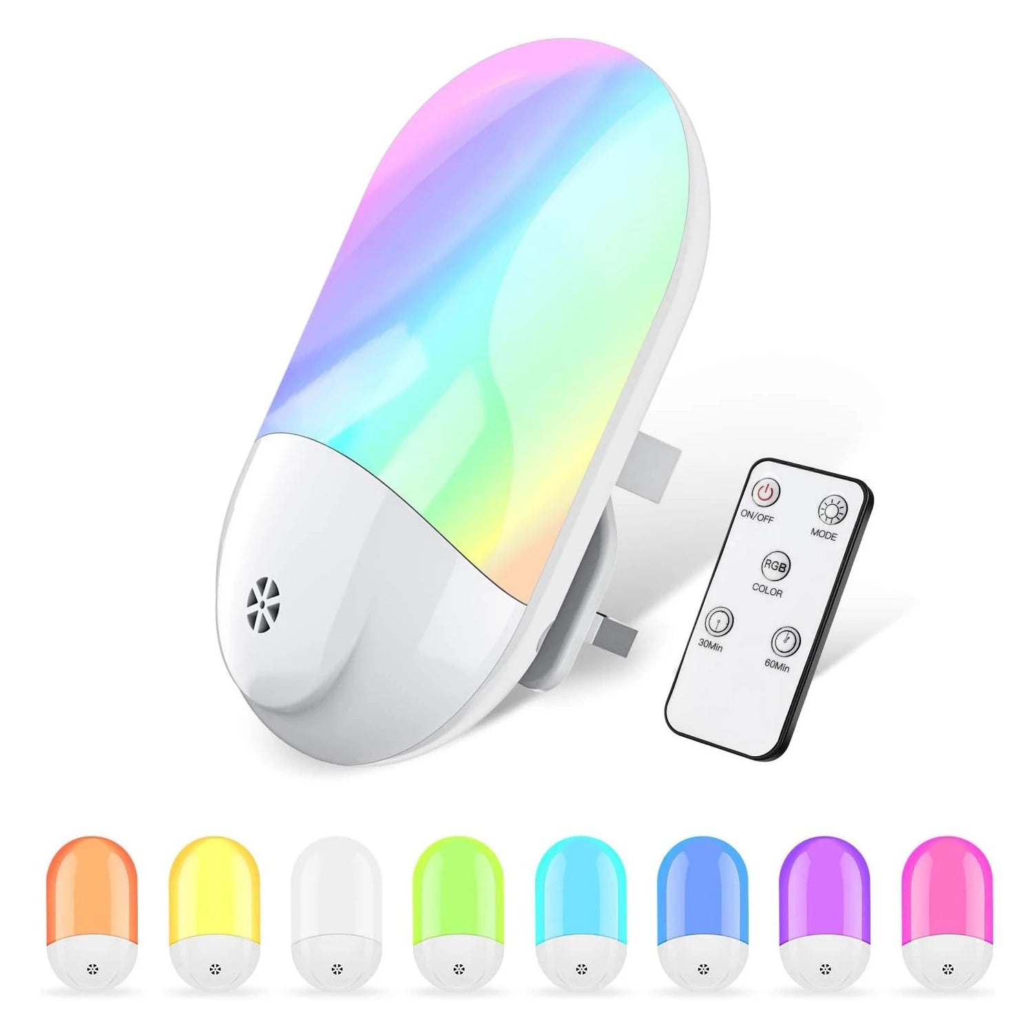 LED Night Light Plug in Wall Automatic Dusk to Dawn Sensor RGB Night Lights Remote Control Color Change LED Night Light for kids Zpaxo UK
