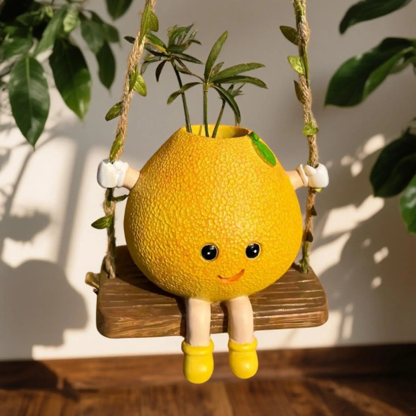 Swinging Planter Decorative Pomelo Swing Plant Pot Garden Planter for Plants Flowers Cactus Outdoor Garden Backyard Indoor Zpaxo