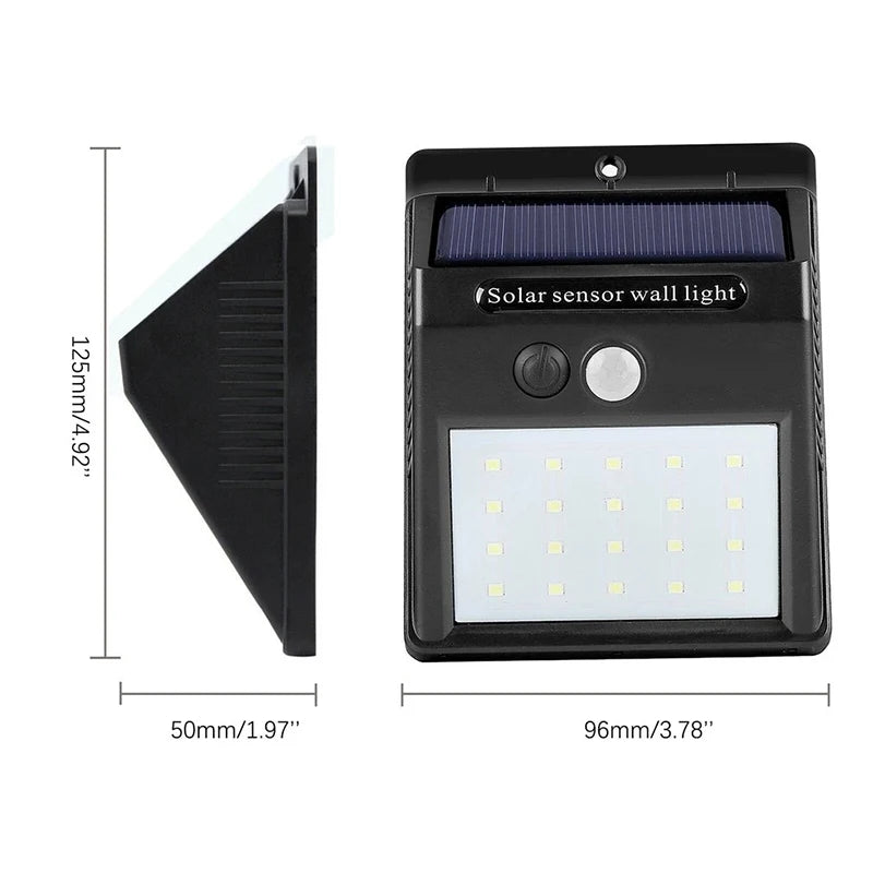 Solar Motion Sensor Wall Light – 20–30 LED Waterproof Outdoor
